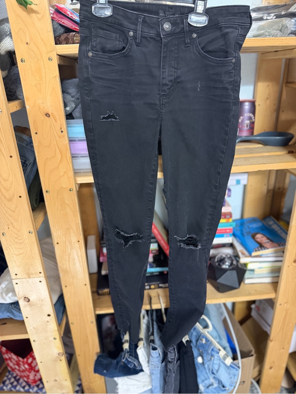 Black Distressed Women’s Silver Jeans Style: Isbister 27” inseam